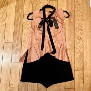 RACHEL ZOE Kailen Romper | Size 0 | Hazelnut/Black